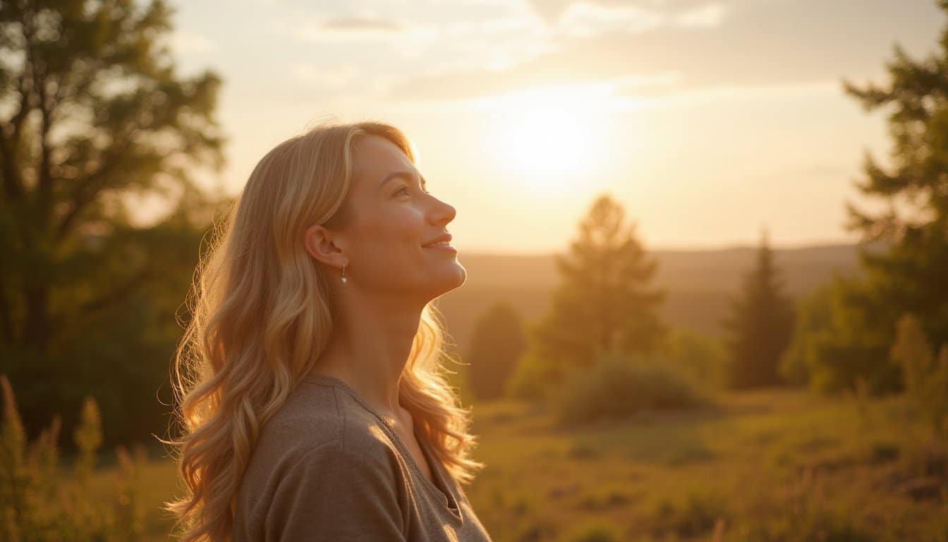 Person enjoying a peaceful golden hour moment