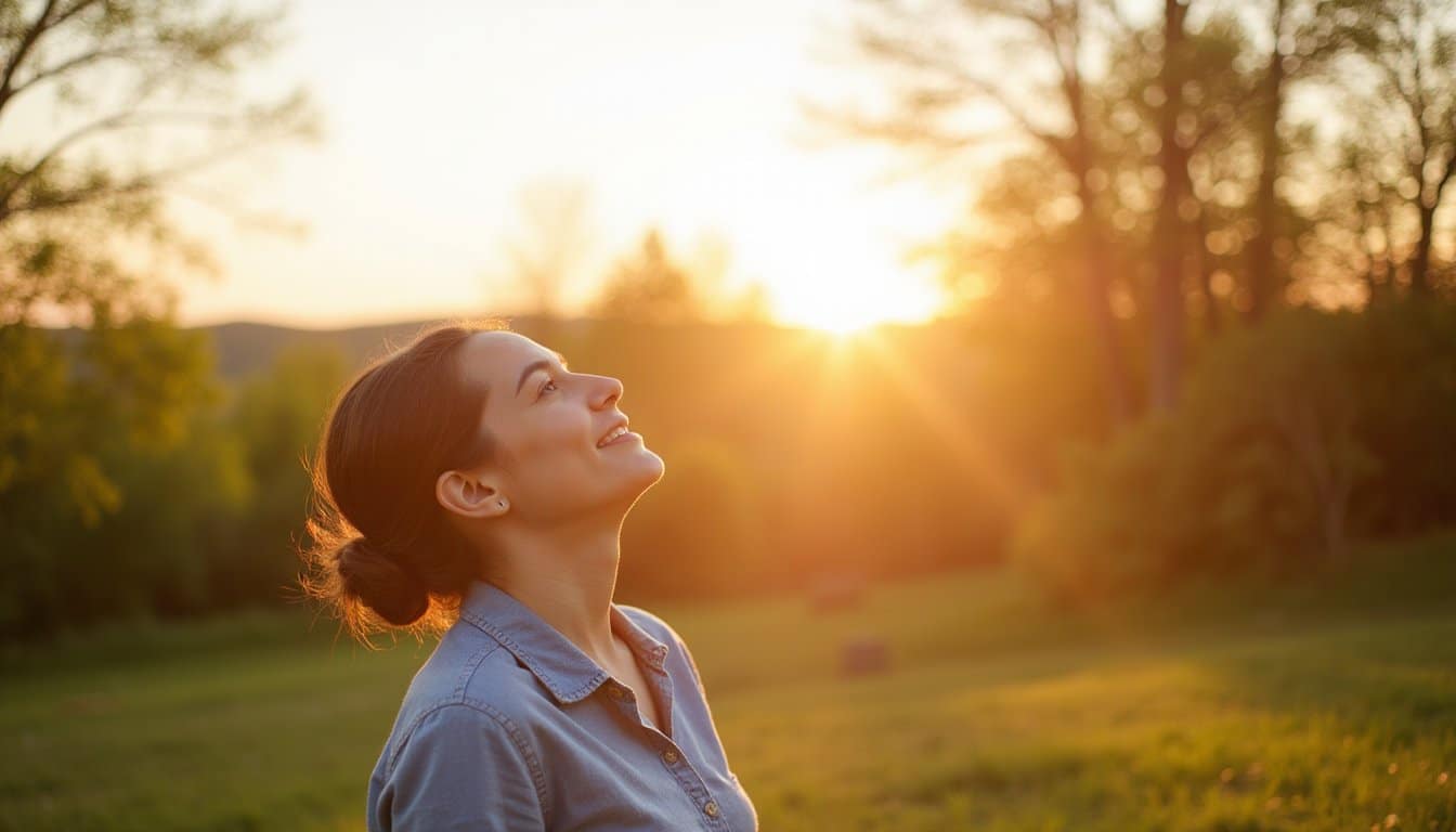 Person savoring a peaceful moment in nature at dusk
