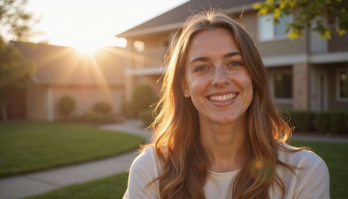 Bright outdoor close-up of a smiling individual with soft sunlit glow
